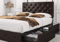 King Size Faux Leather Bed Frame With Drawers