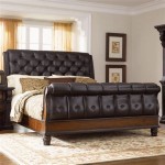 Brown Leather Sleigh Bed Queen