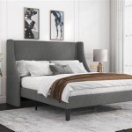 Queen Platform Bed With Headboard Grey