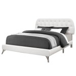 White Faux Leather Tufted Queen Bed