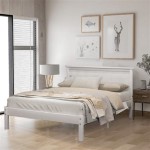 White Wood Bed Frame Queen